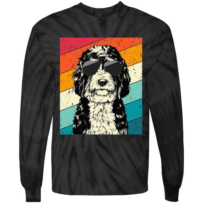 Bernedoodle With Sunglasses Dog Lovers Tie-Dye Long Sleeve Shirt