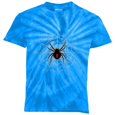 Black Widow Spider Cobweb Spooky Gift Kids Tie-Dye T-Shirt