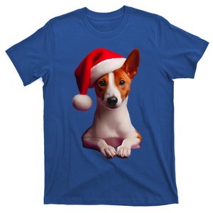 Basenji With Santa Hat Christmas Dog Owner Lover Mom Dad Gift T-Shirt