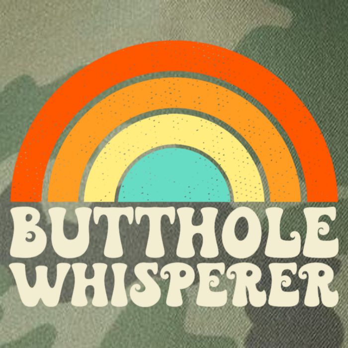 Butthole Whisperer Sarcastic Jokes Retro Groovy Rainbow Legacy Tie Dye Trucker Hat