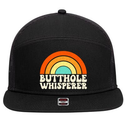 Butthole Whisperer Sarcastic Jokes Retro Groovy Rainbow 7 Panel Mesh Trucker Snapback Hat