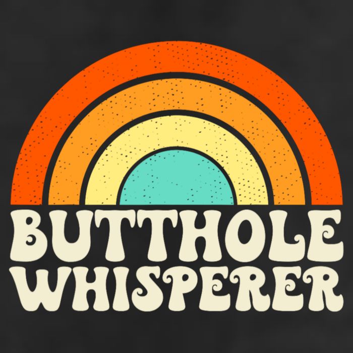 Butthole Whisperer Sarcastic Jokes Retro Groovy Rainbow 7 Panel Mesh Trucker Snapback Hat