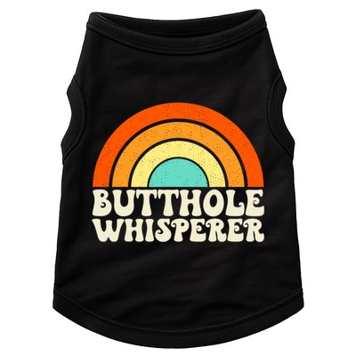 Butthole Whisperer Sarcastic Jokes Retro Groovy Rainbow Doggie Tank