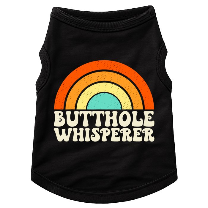 Butthole Whisperer Sarcastic Jokes Retro Groovy Rainbow Doggie Tank