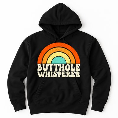 Butthole Whisperer Sarcastic Jokes Retro Groovy Rainbow Hoodie