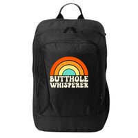 Butthole Whisperer Sarcastic Jokes Retro Groovy Rainbow City Backpack