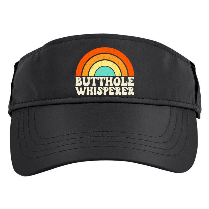 Butthole Whisperer Sarcastic Jokes Retro Groovy Rainbow Adult Drive Performance Visor