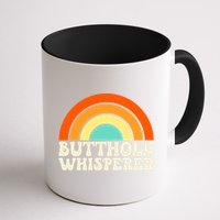 Butthole Whisperer Sarcastic Jokes Retro Groovy Rainbow Mug