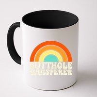 Butthole Whisperer Sarcastic Jokes Retro Groovy Rainbow Mug