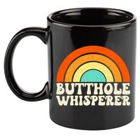 Butthole Whisperer Sarcastic Jokes Retro Groovy Rainbow 11oz C Handle Ceramic Mug