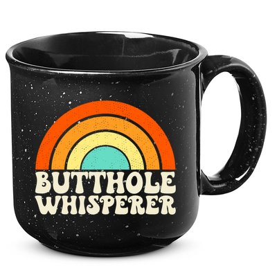 Butthole Whisperer Sarcastic Jokes Retro Groovy Rainbow 15oz Campfire Ceramic Mug