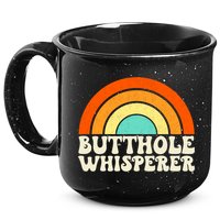 Butthole Whisperer Sarcastic Jokes Retro Groovy Rainbow 15oz Campfire Ceramic Mug