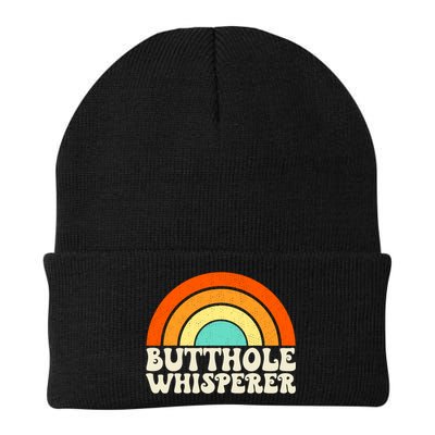 Butthole Whisperer Sarcastic Jokes Retro Groovy Rainbow Beanie