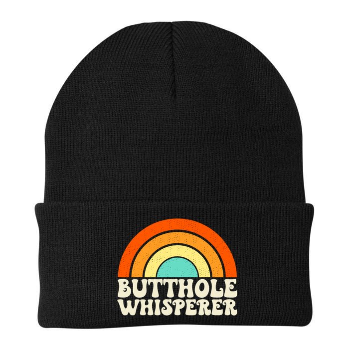 Butthole Whisperer Sarcastic Jokes Retro Groovy Rainbow Beanie