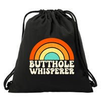 Butthole Whisperer Sarcastic Jokes Retro Groovy Rainbow Drawstring Bag