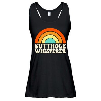 Butthole Whisperer Sarcastic Jokes Retro Groovy Rainbow Ladies Essential Flowy Tank