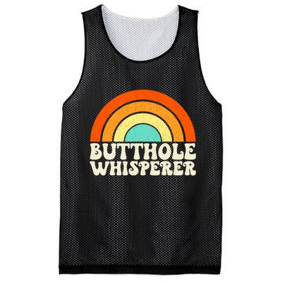 Butthole Whisperer Sarcastic Jokes Retro Groovy Rainbow Mesh Reversible Basketball Jersey Tank