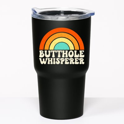 Butthole Whisperer Sarcastic Jokes Retro Groovy Rainbow Tumbler