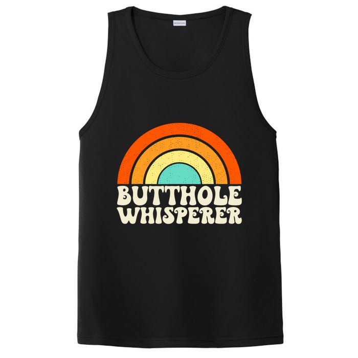 Butthole Whisperer Sarcastic Jokes Retro Groovy Rainbow PosiCharge Competitor Tank