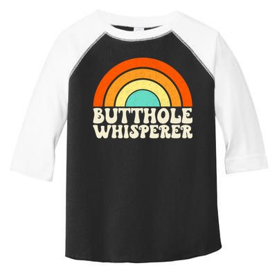 Butthole Whisperer Sarcastic Jokes Retro Groovy Rainbow Toddler Fine Jersey T-Shirt