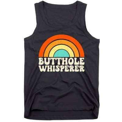 Butthole Whisperer Sarcastic Jokes Retro Groovy Rainbow Tank Top