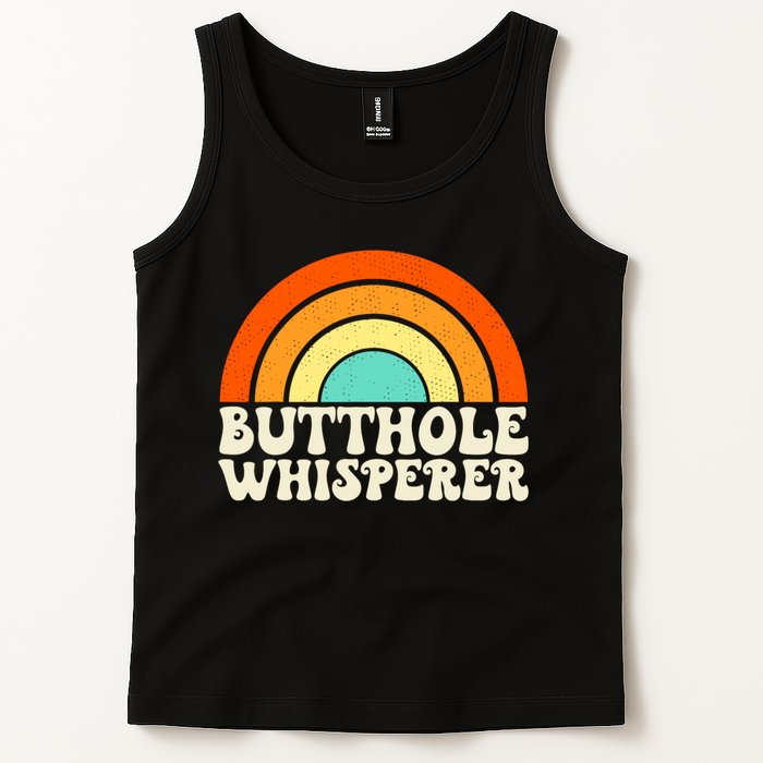 Butthole Whisperer Sarcastic Jokes Retro Groovy Rainbow Tank Top