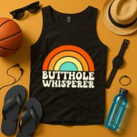 Butthole Whisperer Sarcastic Jokes Retro Groovy Rainbow Tank Top