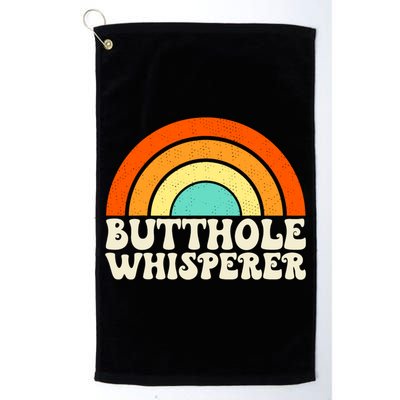 Butthole Whisperer Sarcastic Jokes Retro Groovy Rainbow Golf Towel