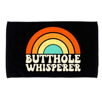 Butthole Whisperer Sarcastic Jokes Retro Groovy Rainbow Microfiber Hand Towel