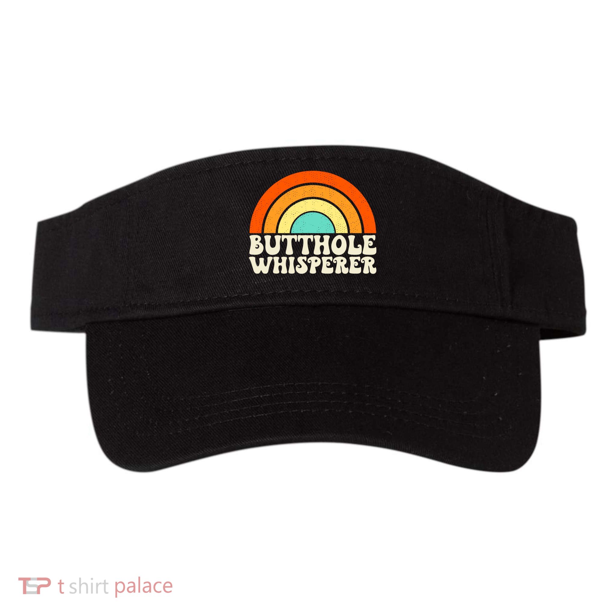 Butthole Whisperer Sarcastic Jokes Retro Groovy Rainbow Visor