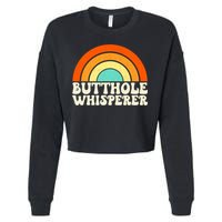 Butthole Whisperer Sarcastic Jokes Retro Groovy Rainbow Cropped Pullover Crew