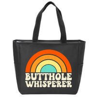 Butthole Whisperer Sarcastic Jokes Retro Groovy Rainbow Zip Tote Bag