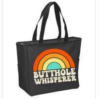 Butthole Whisperer Sarcastic Jokes Retro Groovy Rainbow Zip Tote Bag