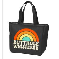 Butthole Whisperer Sarcastic Jokes Retro Groovy Rainbow Zip Tote Bag