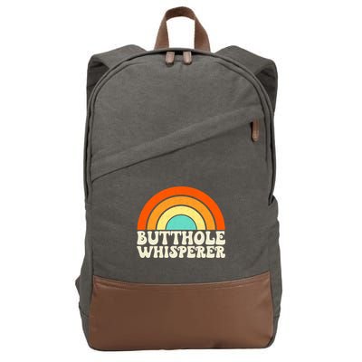 Butthole Whisperer Sarcastic Jokes Retro Groovy Rainbow Cotton Canvas Backpack