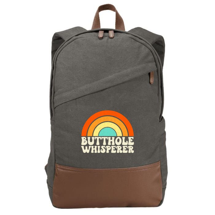Butthole Whisperer Sarcastic Jokes Retro Groovy Rainbow Cotton Canvas Backpack