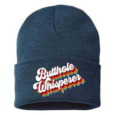 Butthole Whisperer Sarcastic Jokes Retro Sustainable Knit Beanie