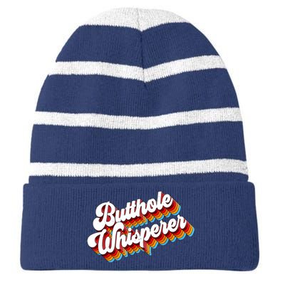 Butthole Whisperer Sarcastic Jokes Retro Striped Beanie with Solid Band