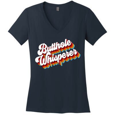 Butthole Whisperer Sarcastic Jokes Retro Women's V-Neck T-Shirt