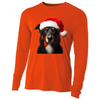 Beauceron With Santa Hat Christmas Dog Owner Lover Xmas Mom Gift Cooling Performance Long Sleeve Crew