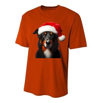 Beauceron With Santa Hat Christmas Dog Owner Lover Xmas Mom Gift Performance Sprint T-Shirt