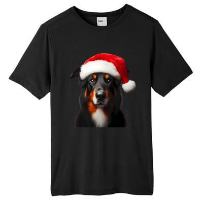 Beauceron With Santa Hat Christmas Dog Owner Lover Xmas Mom Gift Tall Fusion ChromaSoft Performance T-Shirt