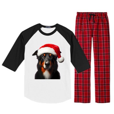 Beauceron With Santa Hat Christmas Dog Owner Lover Xmas Mom Gift Raglan Sleeve Pajama Set