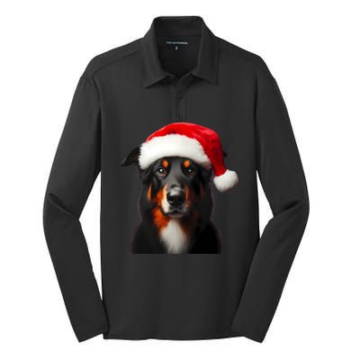 Beauceron With Santa Hat Christmas Dog Owner Lover Xmas Mom Gift Silk Touch Performance Long Sleeve Polo