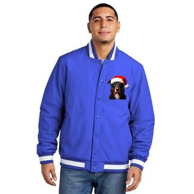 Beauceron With Santa Hat Christmas Dog Owner Lover Xmas Mom Gift Insulated Varsity Jacket