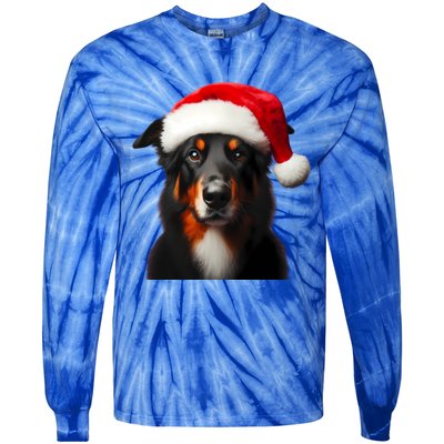 Beauceron With Santa Hat Christmas Dog Owner Lover Xmas Mom Gift Tie-Dye Long Sleeve Shirt