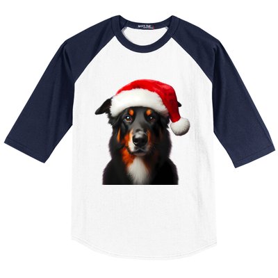 Beauceron With Santa Hat Christmas Dog Owner Lover Xmas Mom Gift Baseball Sleeve Shirt