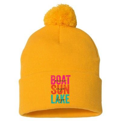 Boat Waves Sun Rays Lake Days Pom Pom 12in Knit Beanie