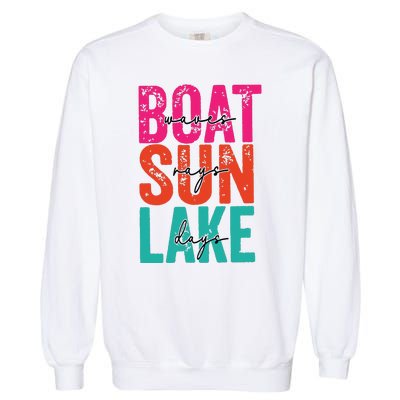 Boat Waves Sun Rays Lake Days Garment-Dyed Sweatshirt