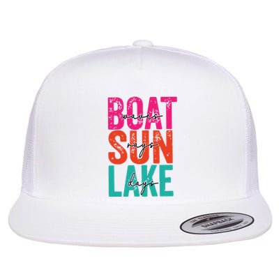 Boat Waves Sun Rays Lake Days Flat Bill Trucker Hat